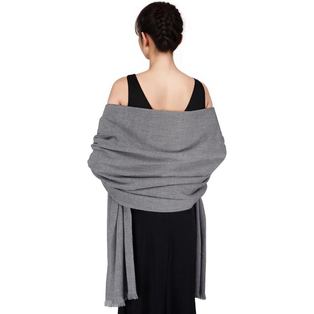 🆕 Women Grey Wedding Evening Dress Pashmina Shawl Winter Foulard Femme Wraps